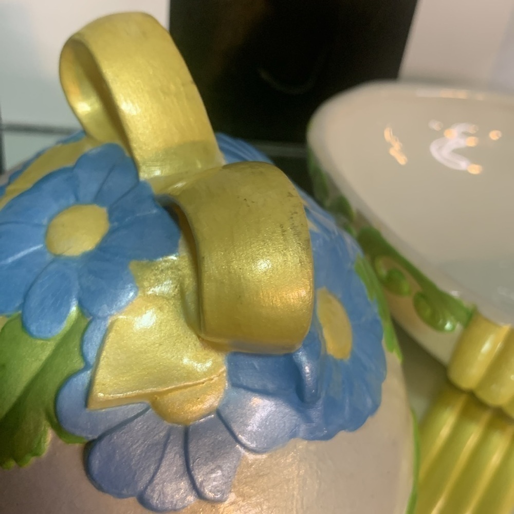 Vintage Hand Painted Ceramic Easter Egg Trinket or Candy Dish Spring Home Decor - Picture 7 of 12